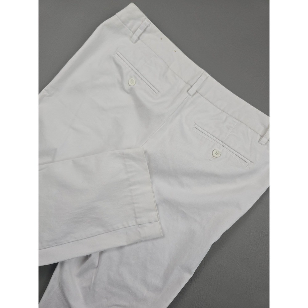 Envision Avenue Womens White Straight Leg Cotton Stretch Trousers Size 12